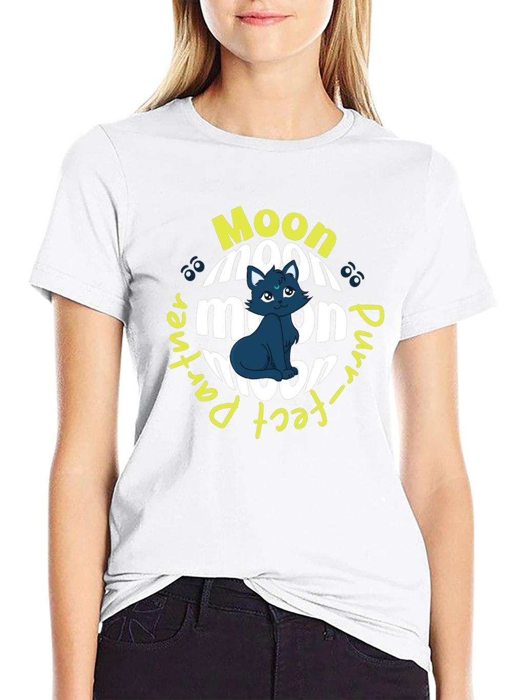Moon Purr-fect Partner Black T-Shirt