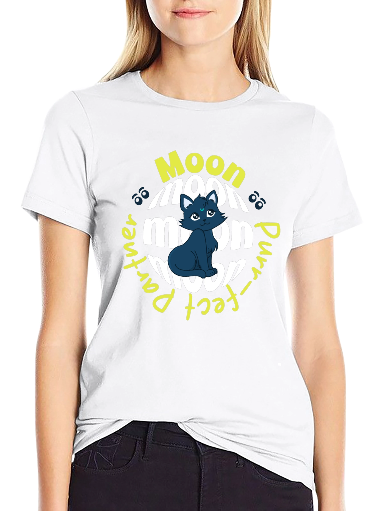 Moon Purr-fect Partner Black T-Shirt
