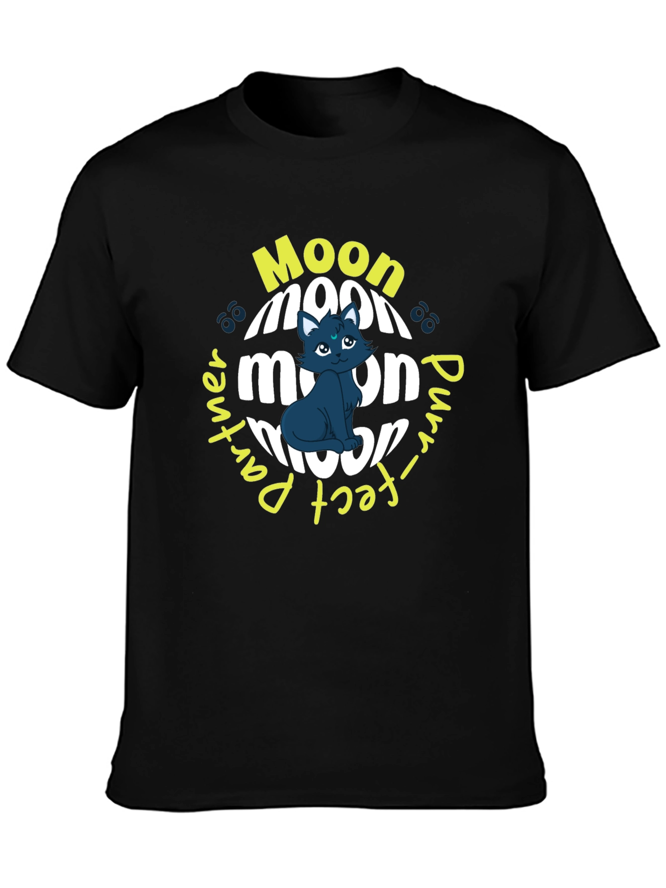 Moon Purr-fect Partner Black T-Shirt
