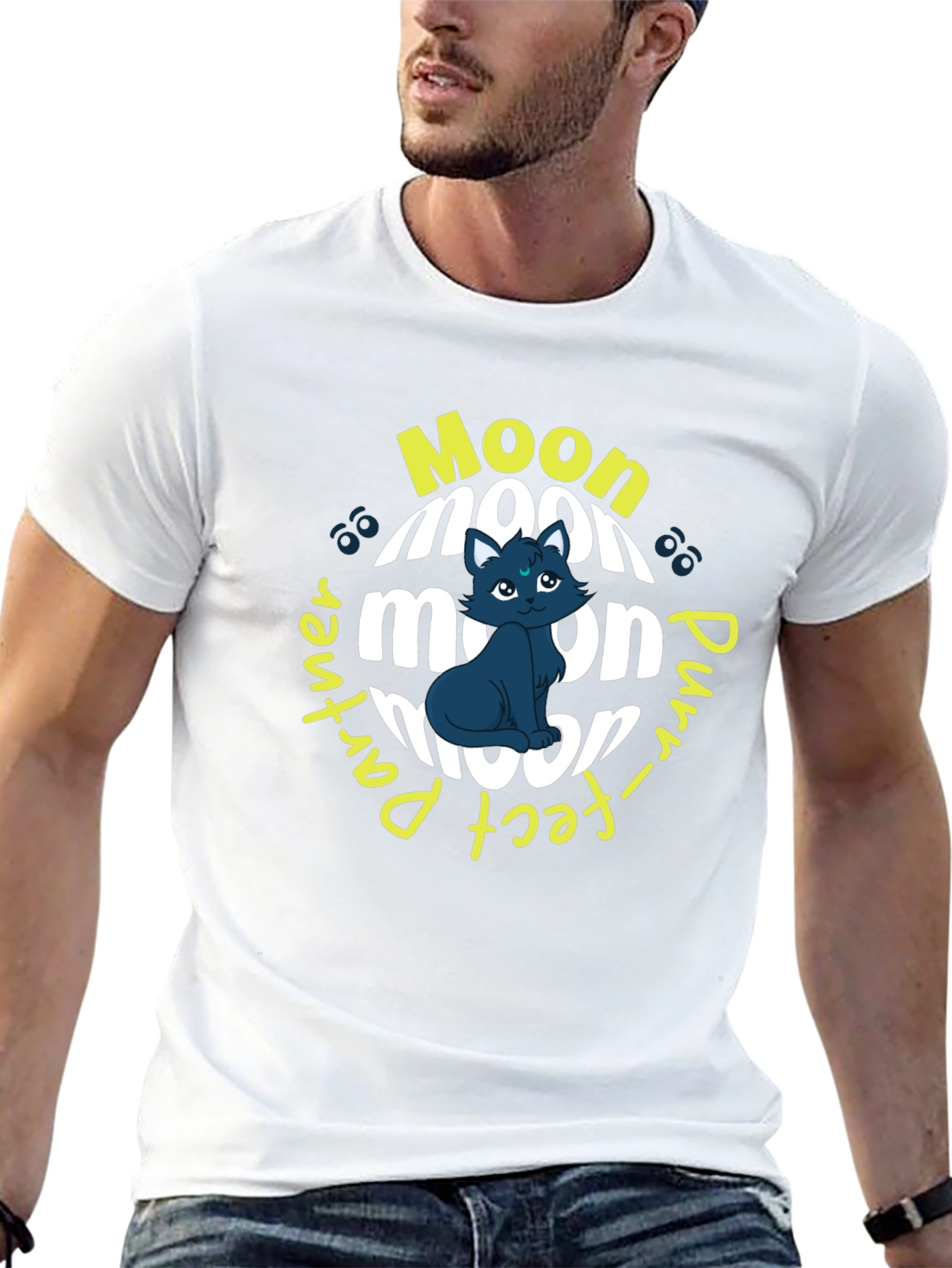 Moon Purr-fect Partner Black T-Shirt