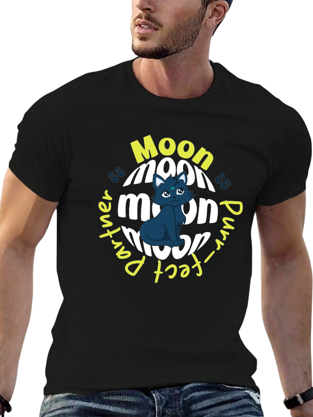 Moon Purr-fect Partner Black T-Shirt