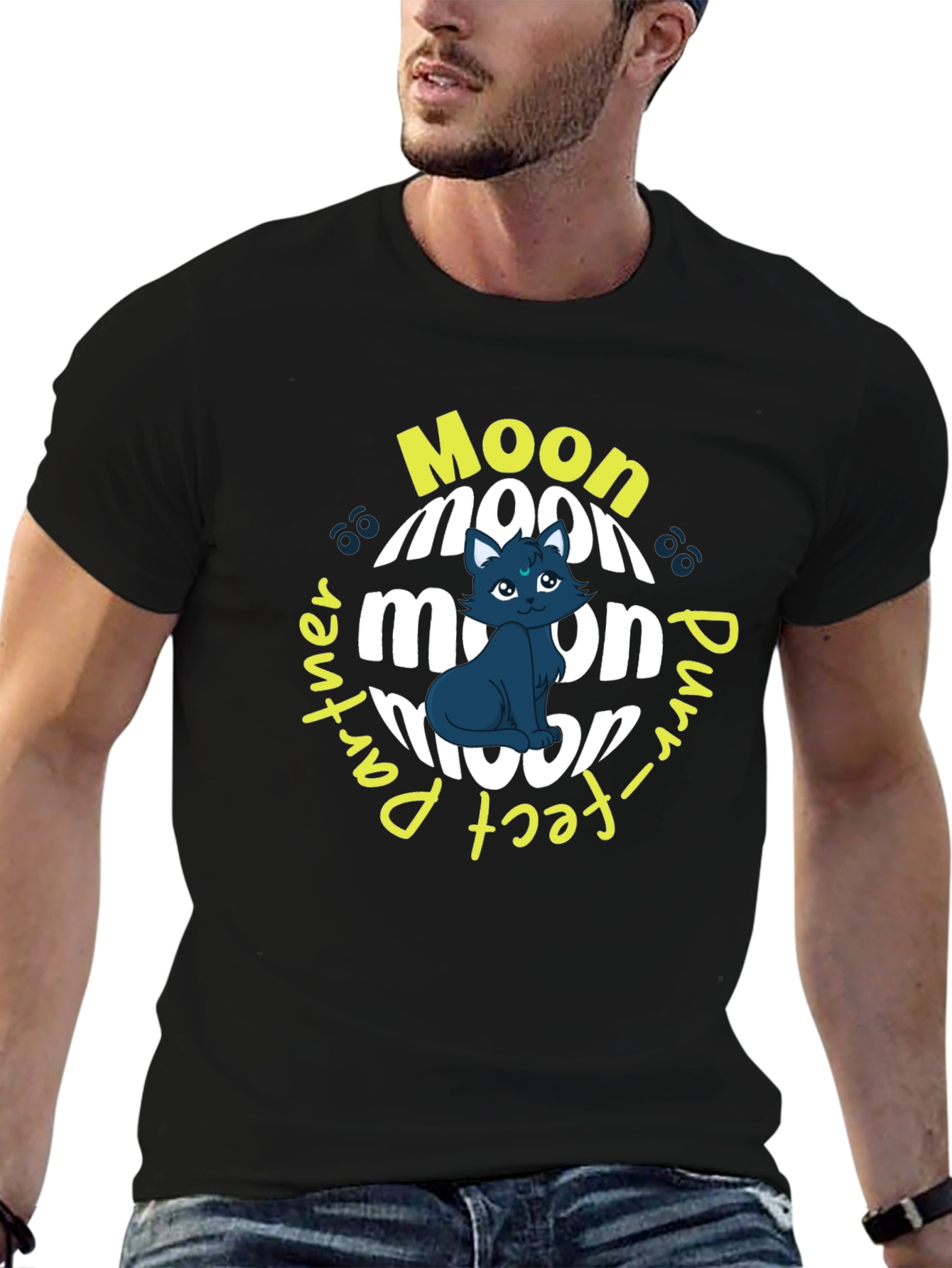 Moon Purr-fect Partner Black T-Shirt