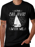 Come Sail Away Graphic Tee - Black Cotton T-Shirt
