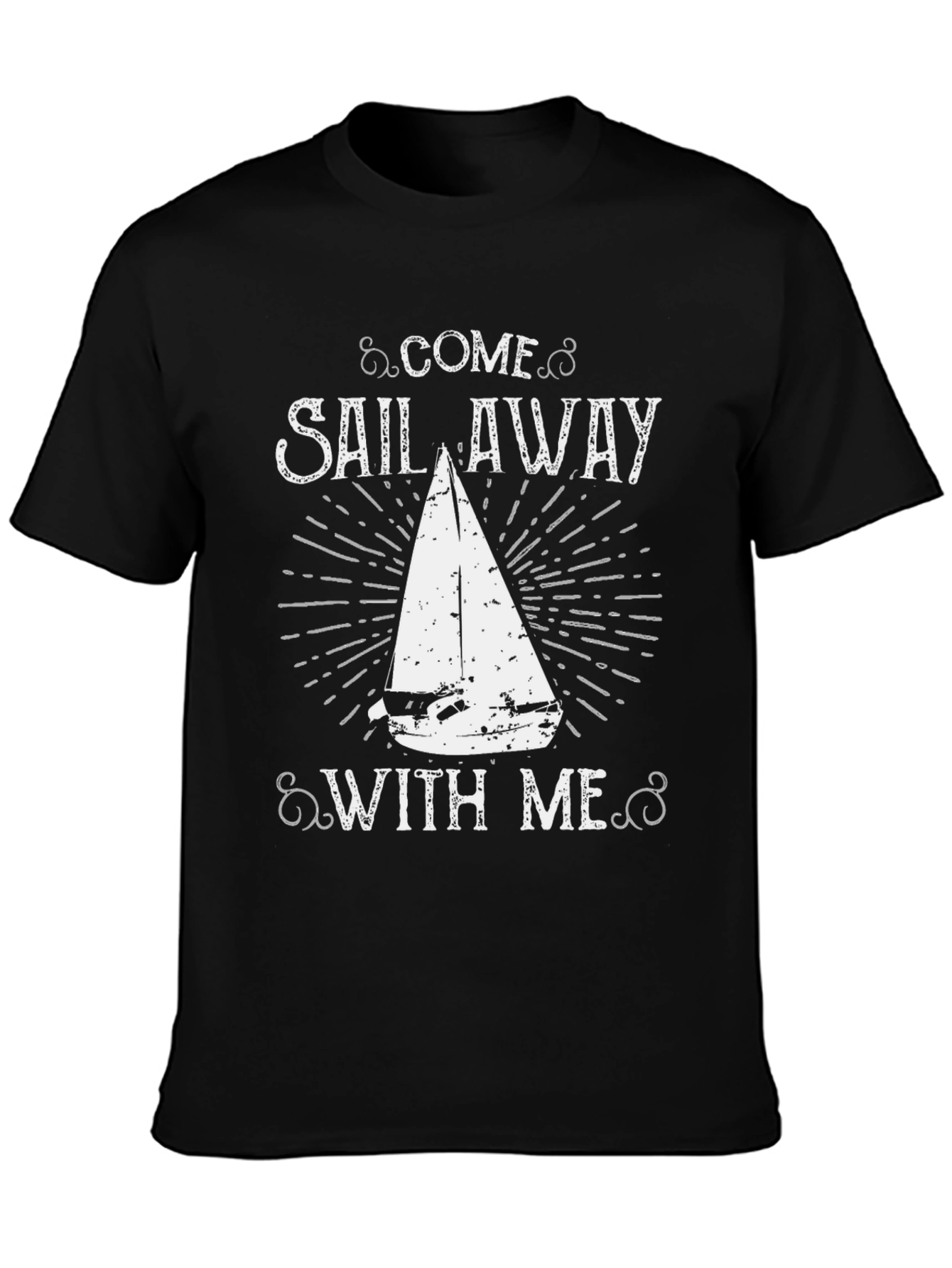 Come Sail Away Graphic Tee - Black Cotton T-Shirt