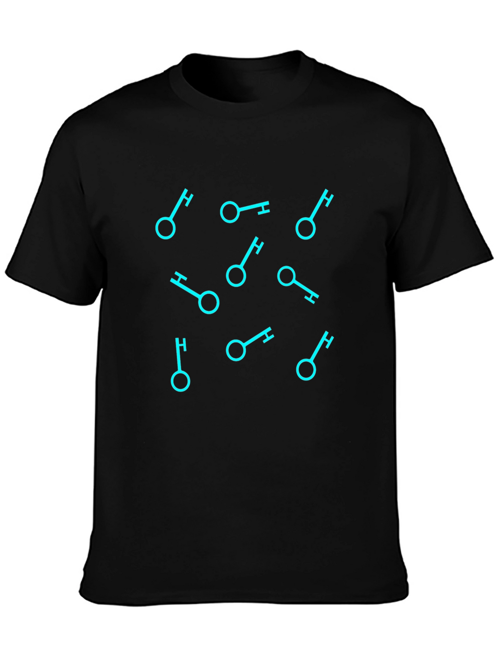 Geometric Key Pattern Black T-Shirt