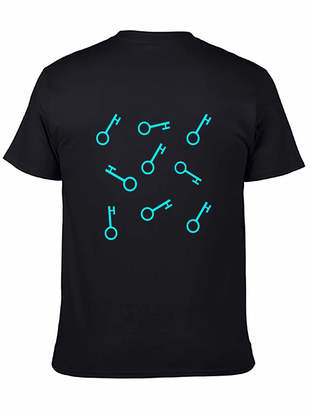 Geometric Key Pattern Black T-Shirt