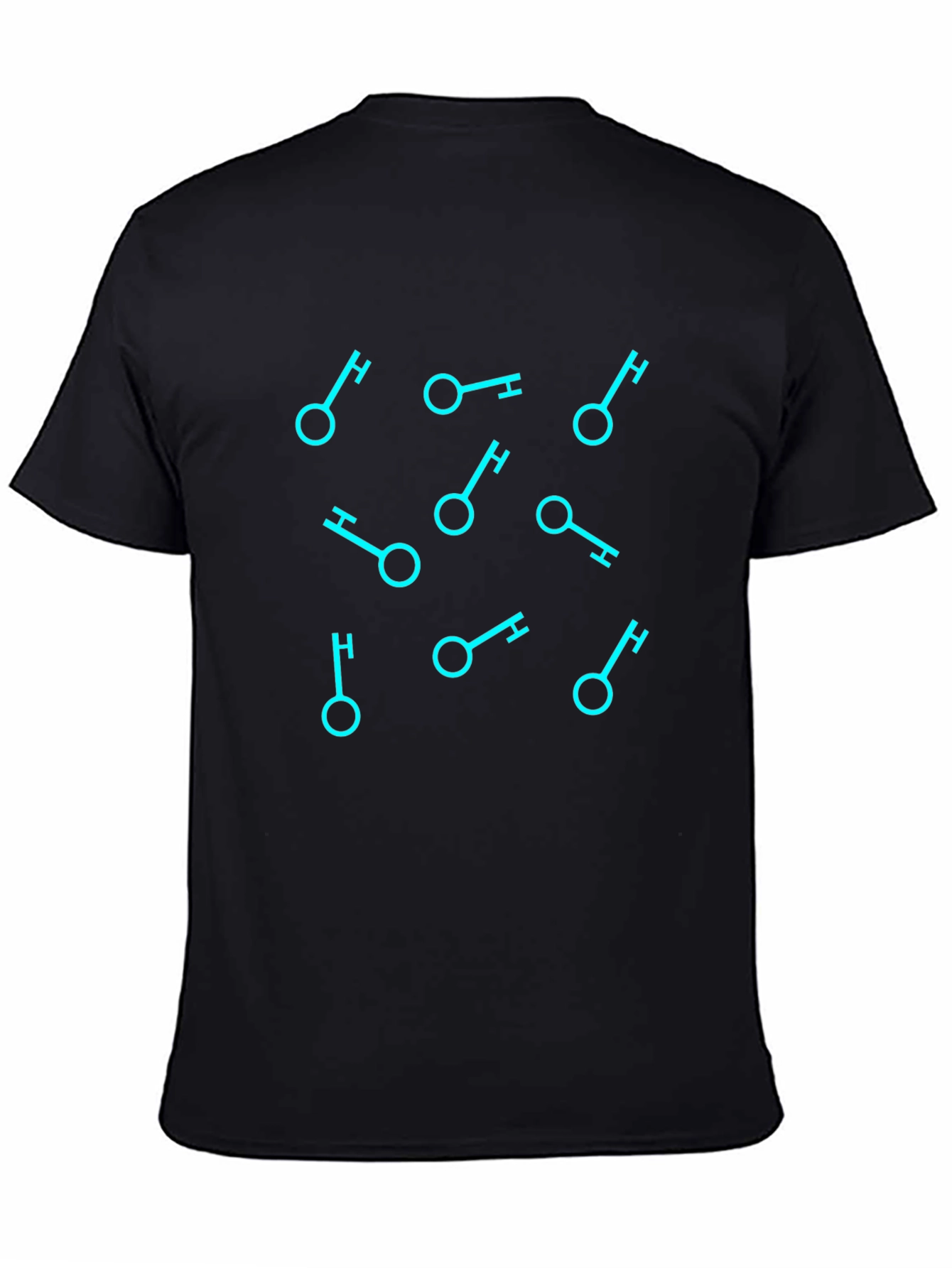 Geometric Key Pattern Black T-Shirt
