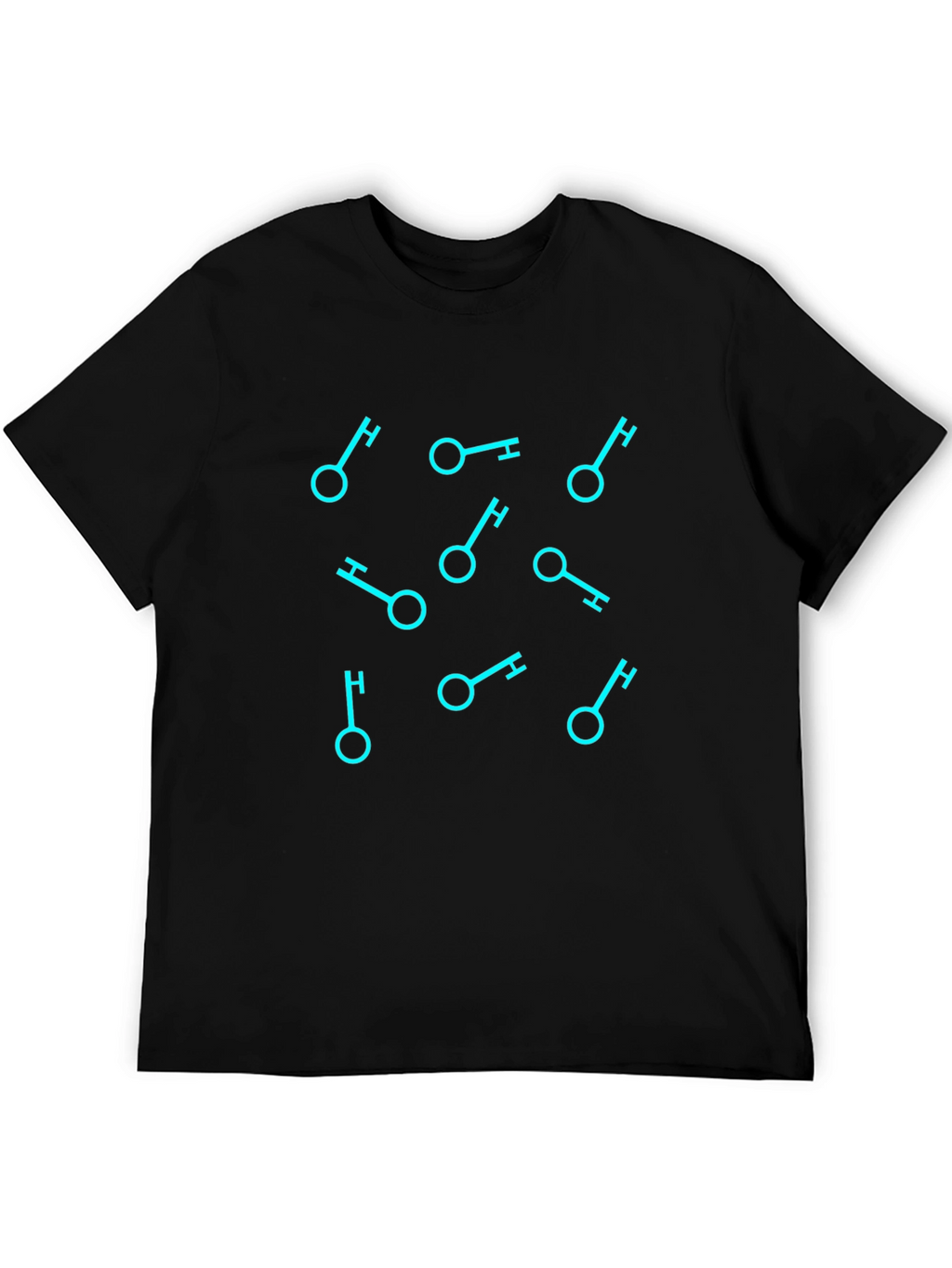 Geometric Key Pattern Black T-Shirt