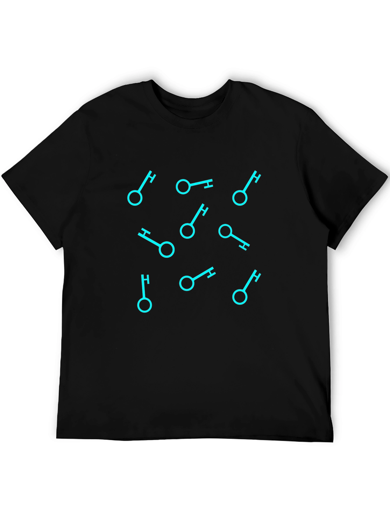 Geometric Key Pattern Black T-Shirt