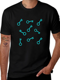 Geometric Key Pattern Black T-Shirt
