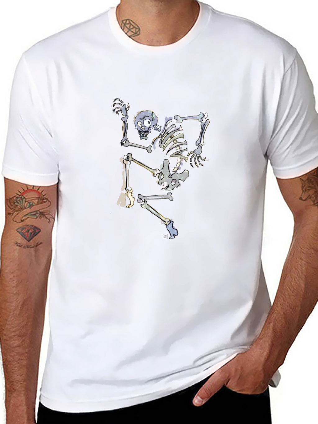 Skeleton Graphic Black Tee - Unique Design