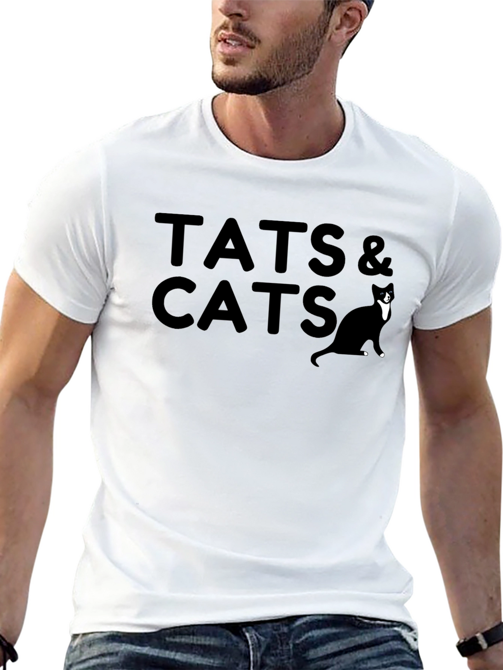 Tats & Cats Graphic Tee - Black Cotton T-Shirt