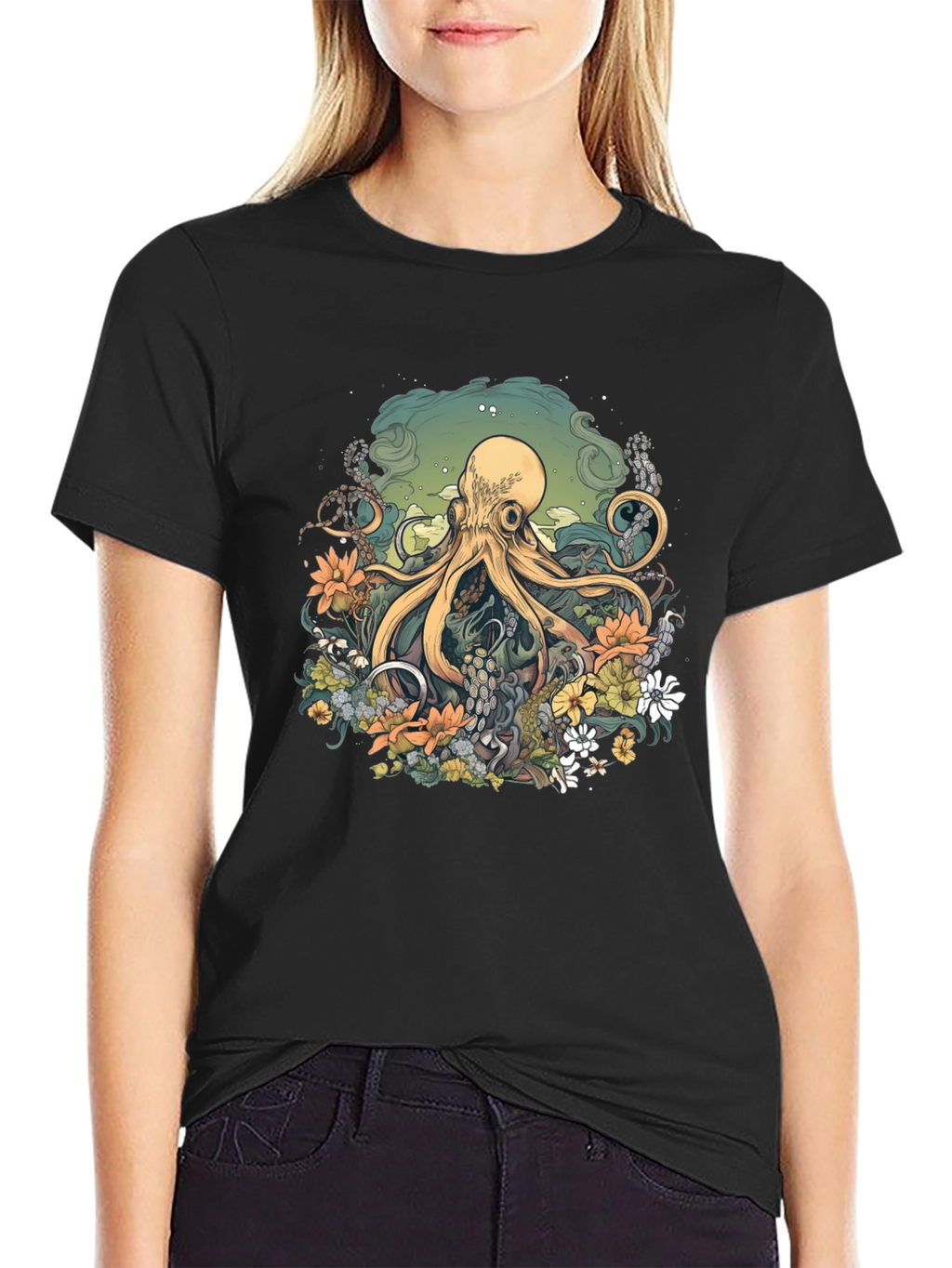 Octopus Floral Graphic Tee