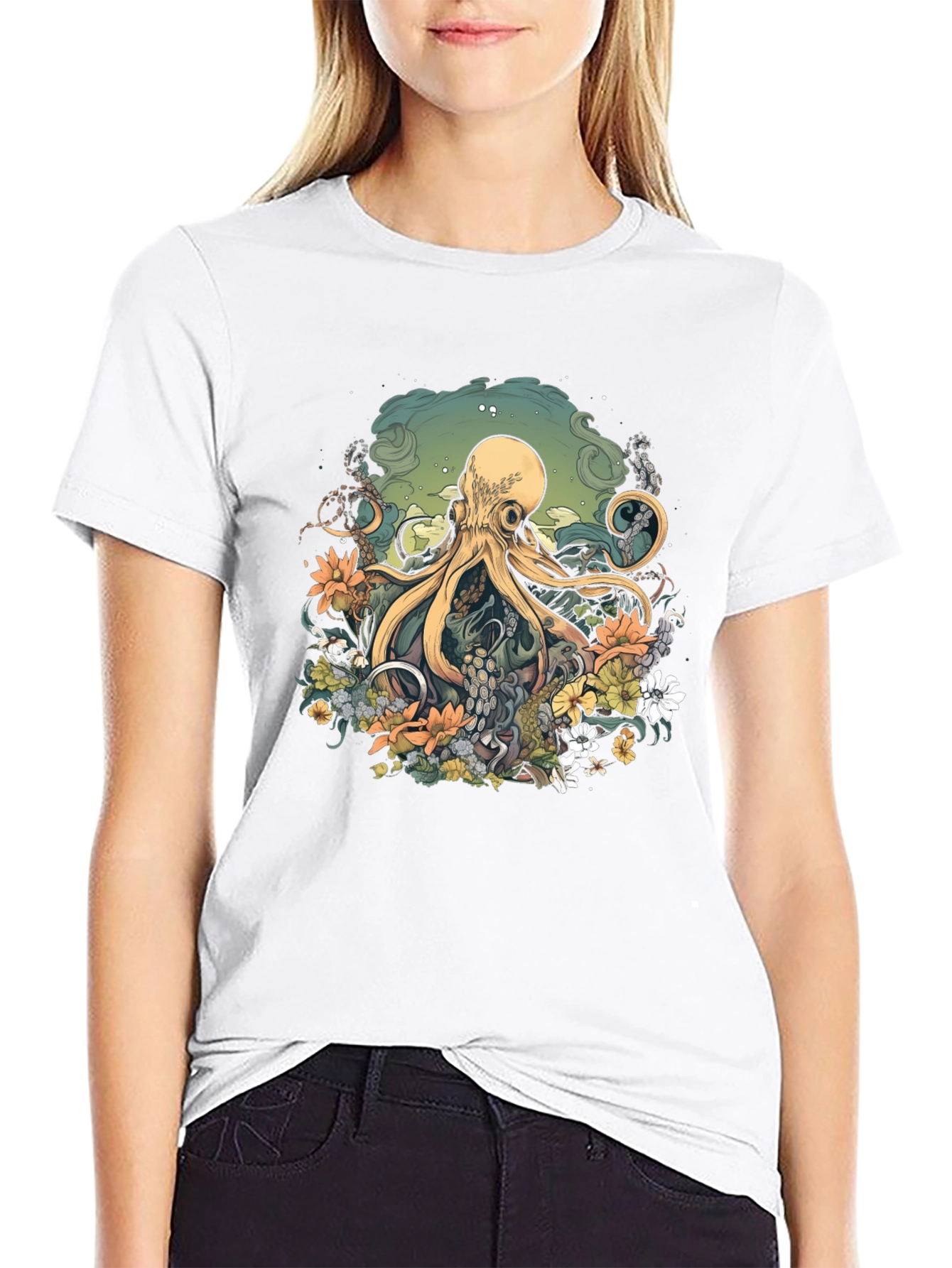 Octopus Floral Graphic Tee