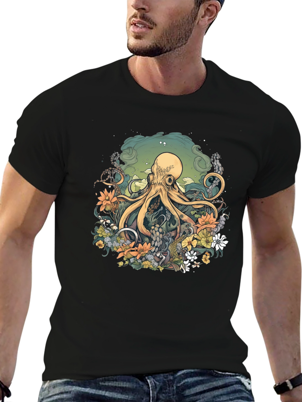 Octopus Floral Graphic Tee
