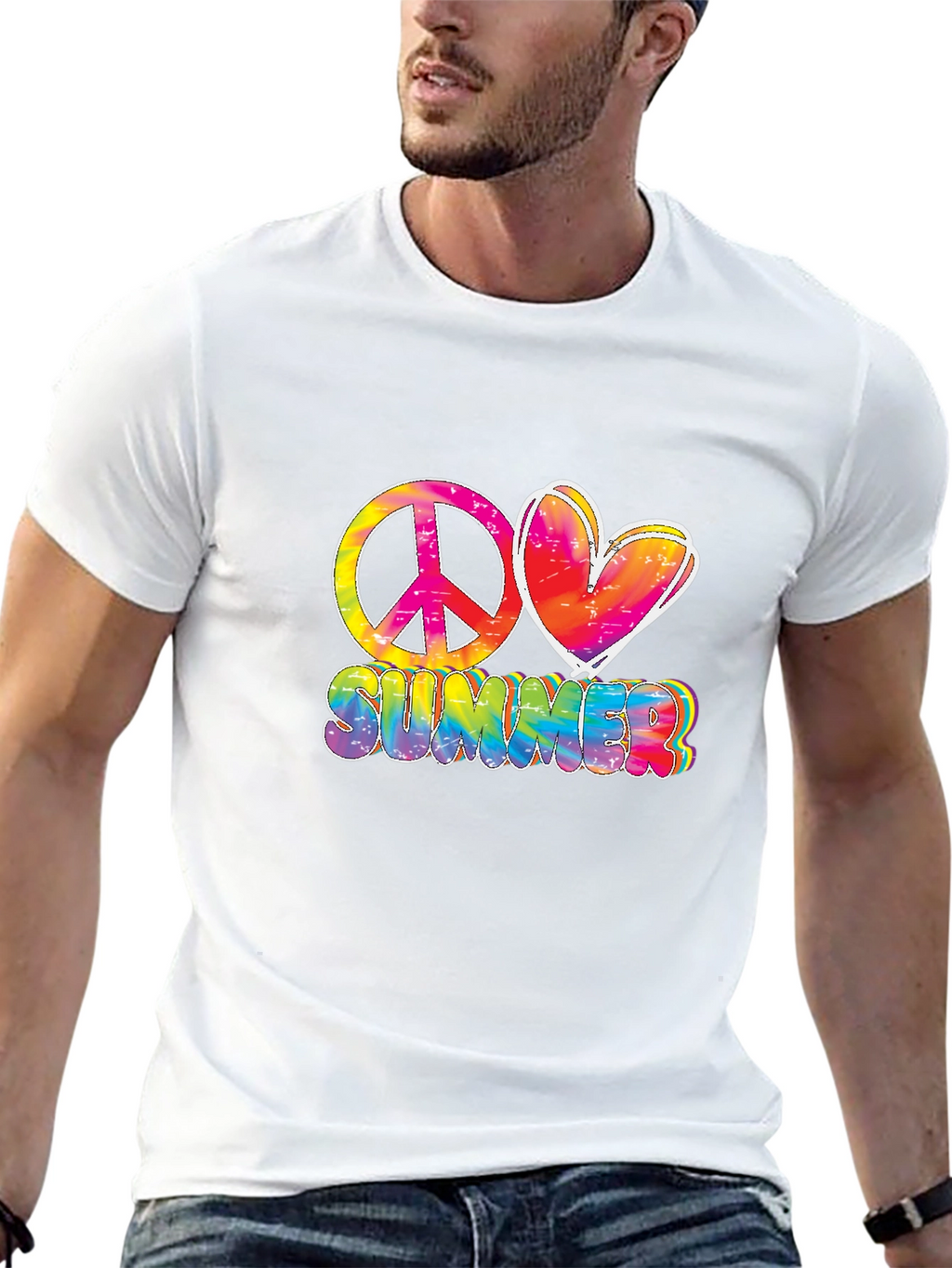 Peace Love Summer Tie-Dye Graphic Tee