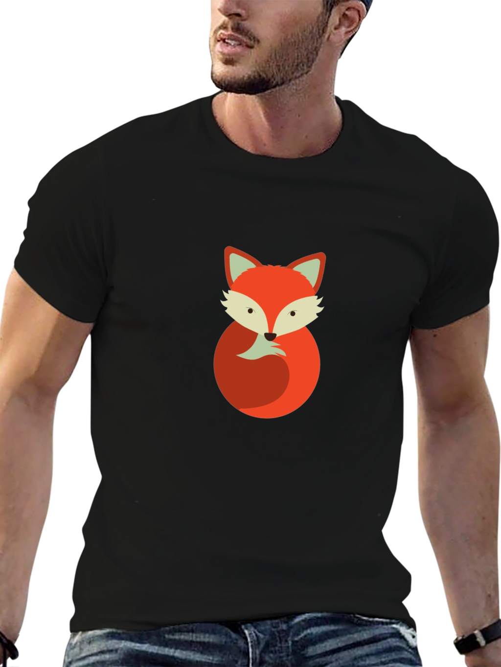 Fox Graphic Tee - Mens Black Cotton T-Shirt