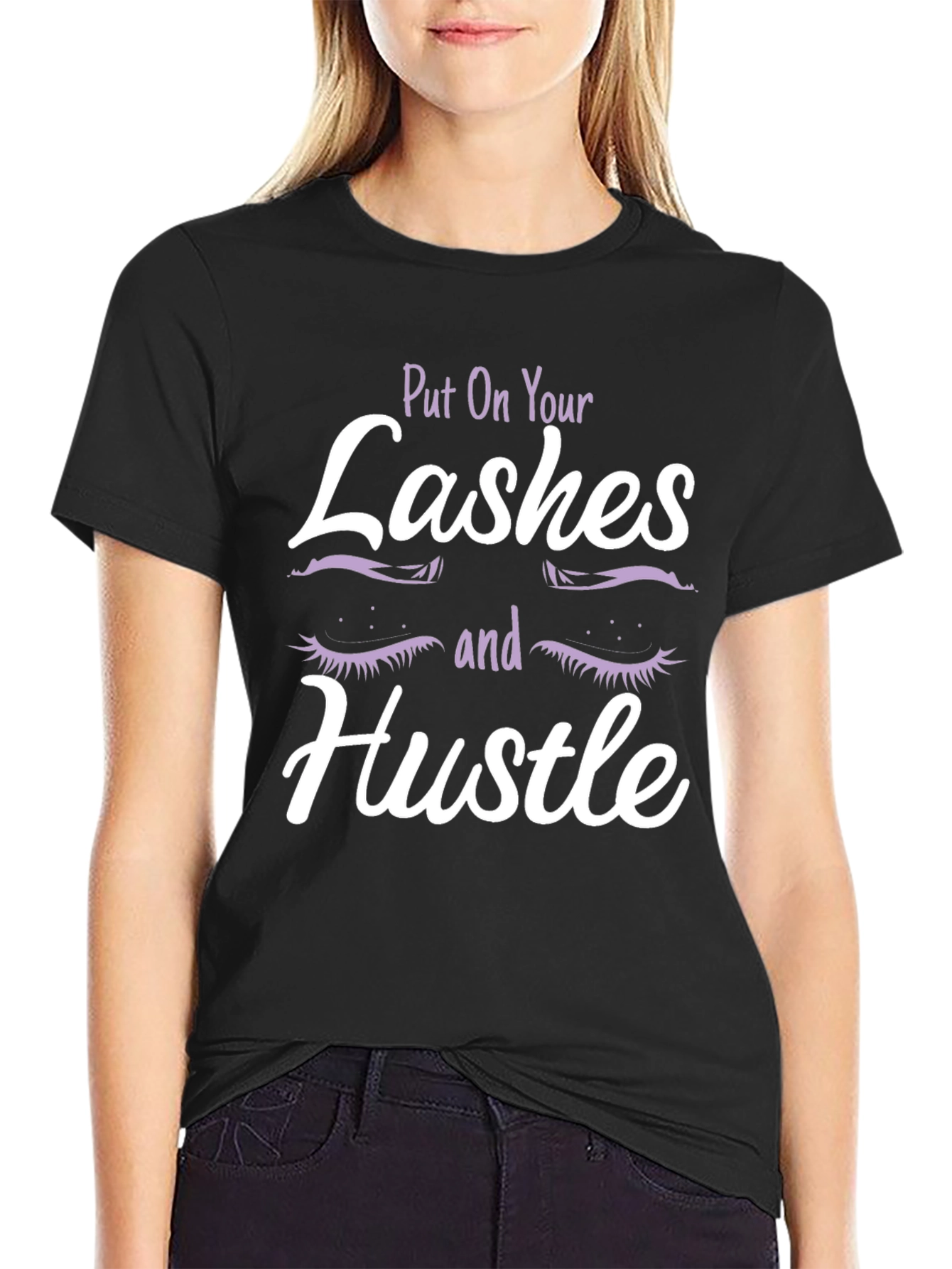 Lashes & Hustle Graphic Tee - Trendy Womens Fashion