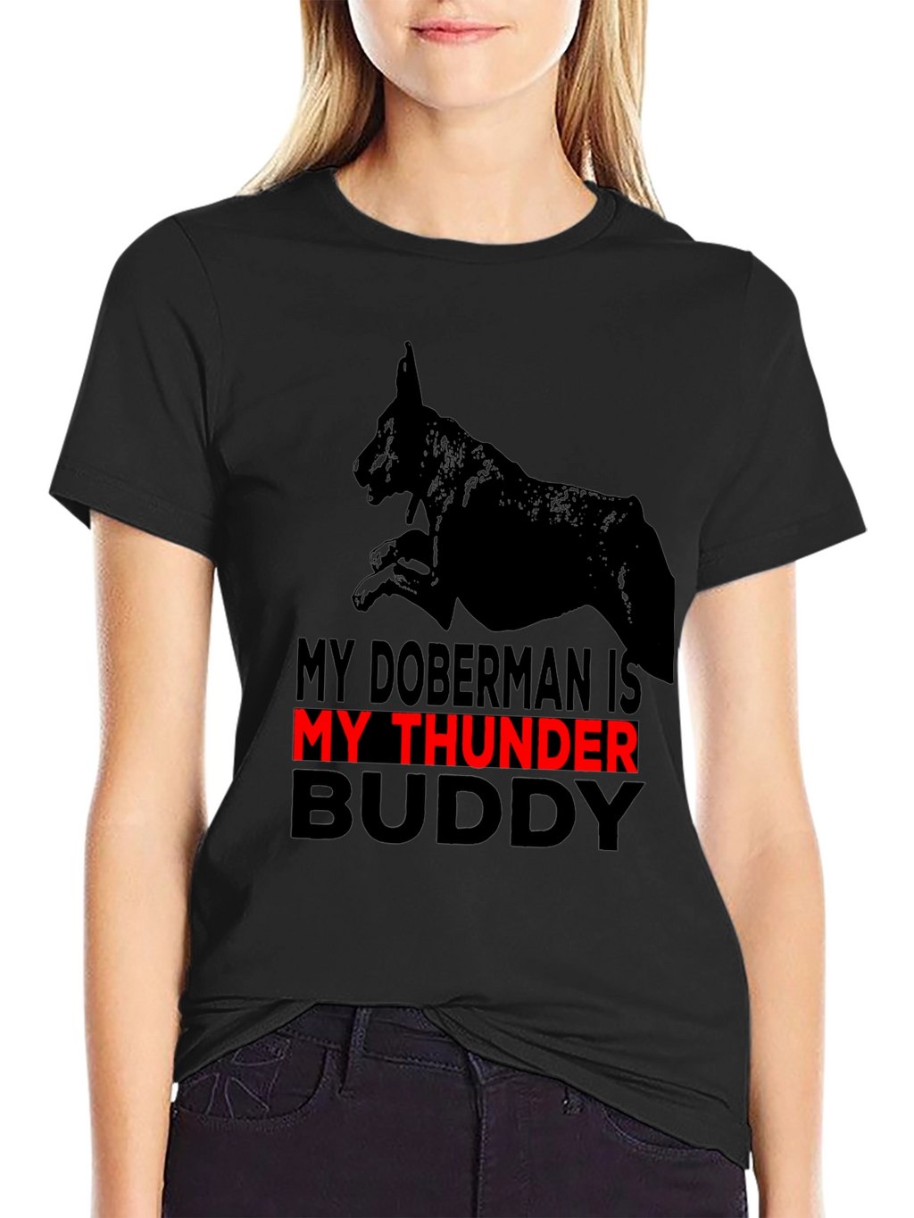 Doberman Thunder Buddy Graphic Tee - Black