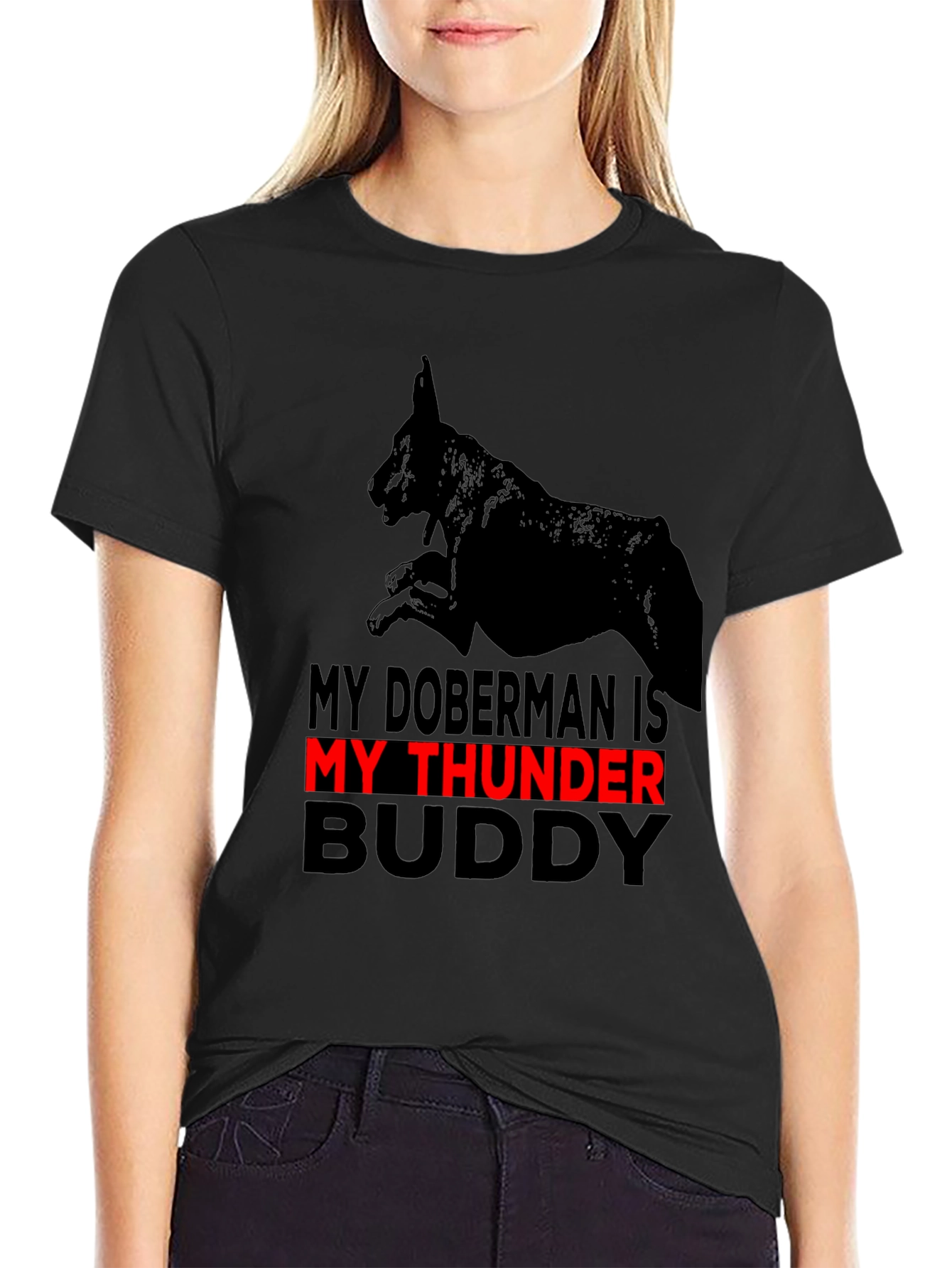 Doberman Thunder Buddy Graphic Tee - Black