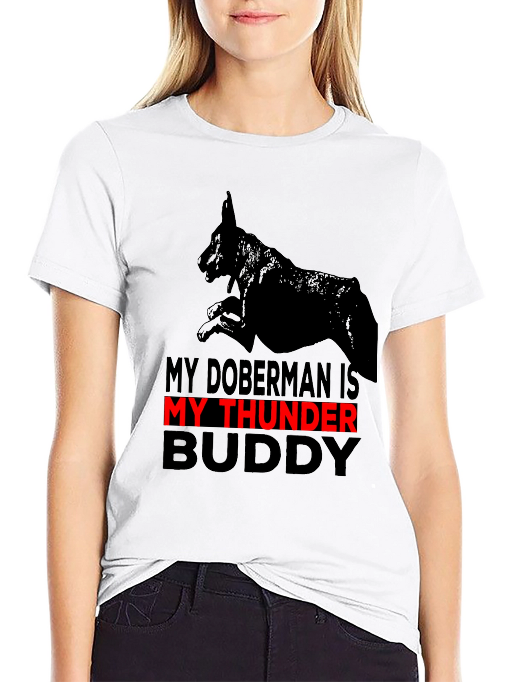 Doberman Thunder Buddy Graphic Tee - Black