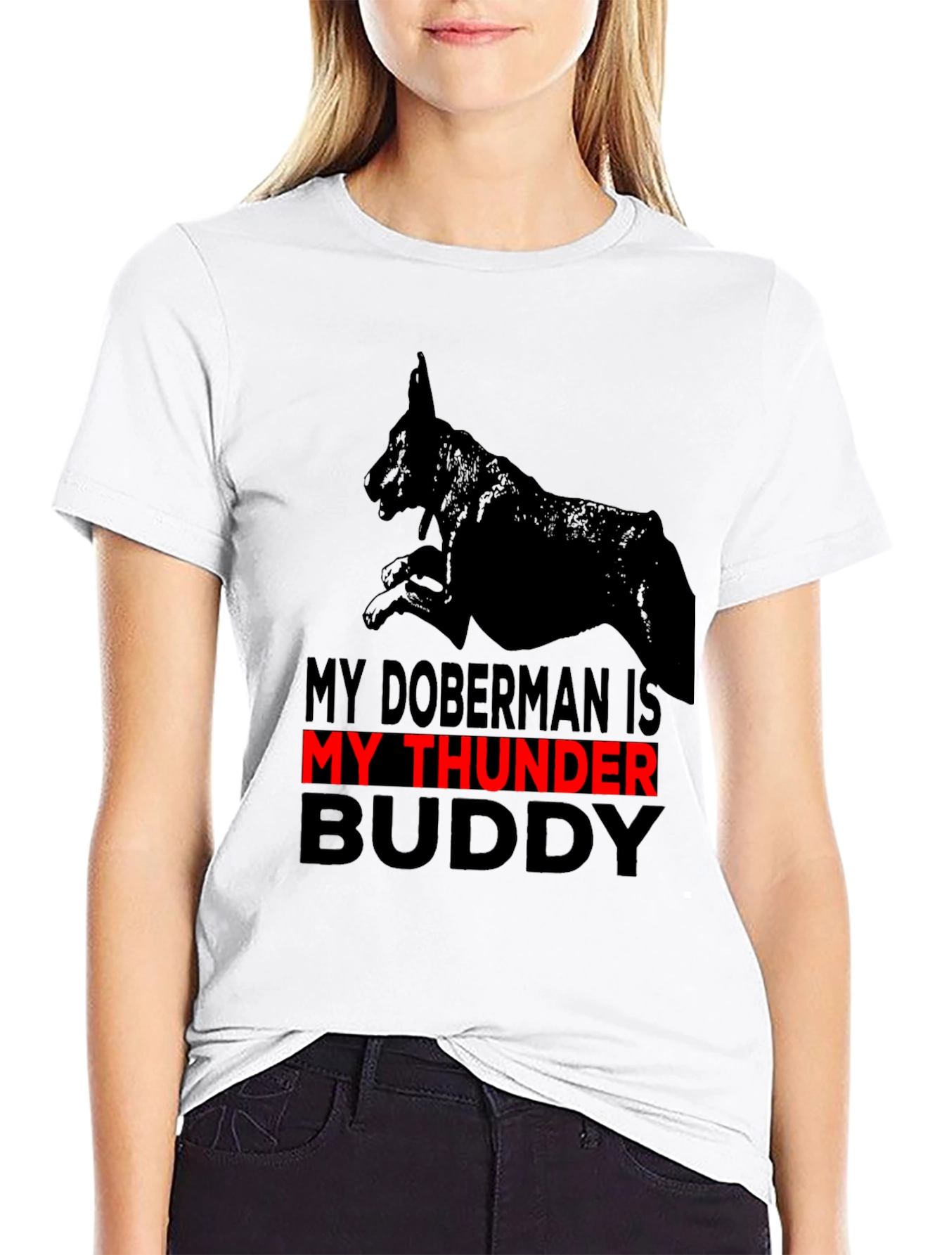 Doberman Thunder Buddy Graphic Tee - Black