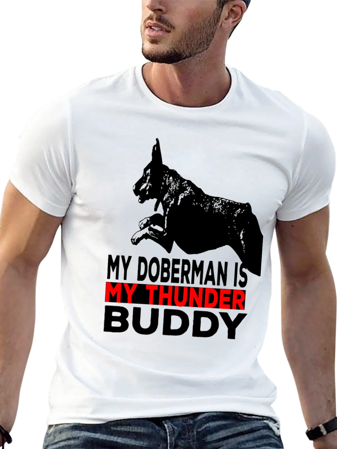 Doberman Thunder Buddy Graphic Tee - Black