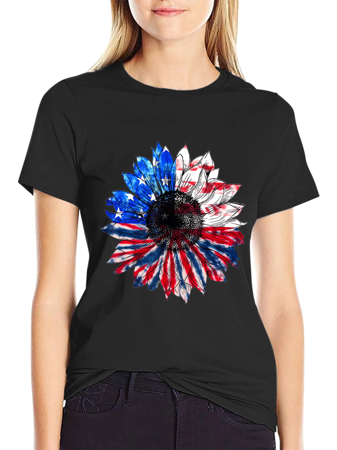 American Flag Sunflower T-Shirt