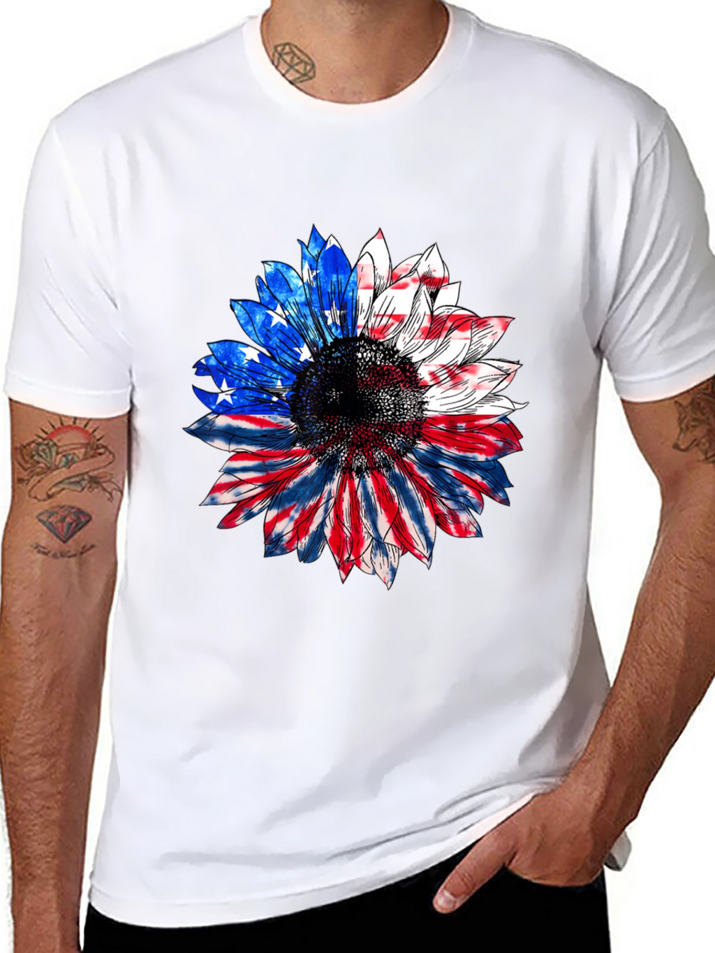 American Flag Sunflower T-Shirt