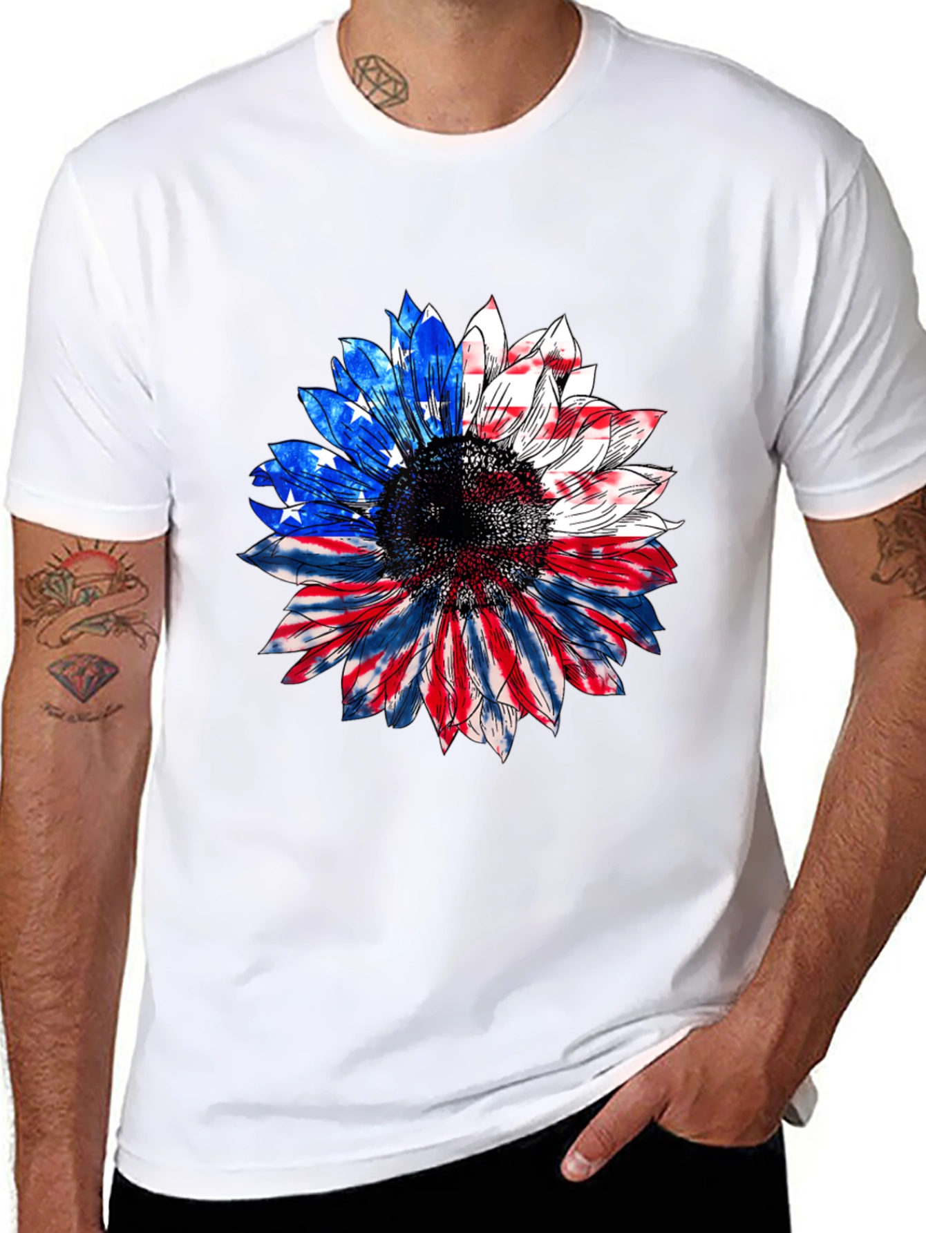 American Flag Sunflower T-Shirt