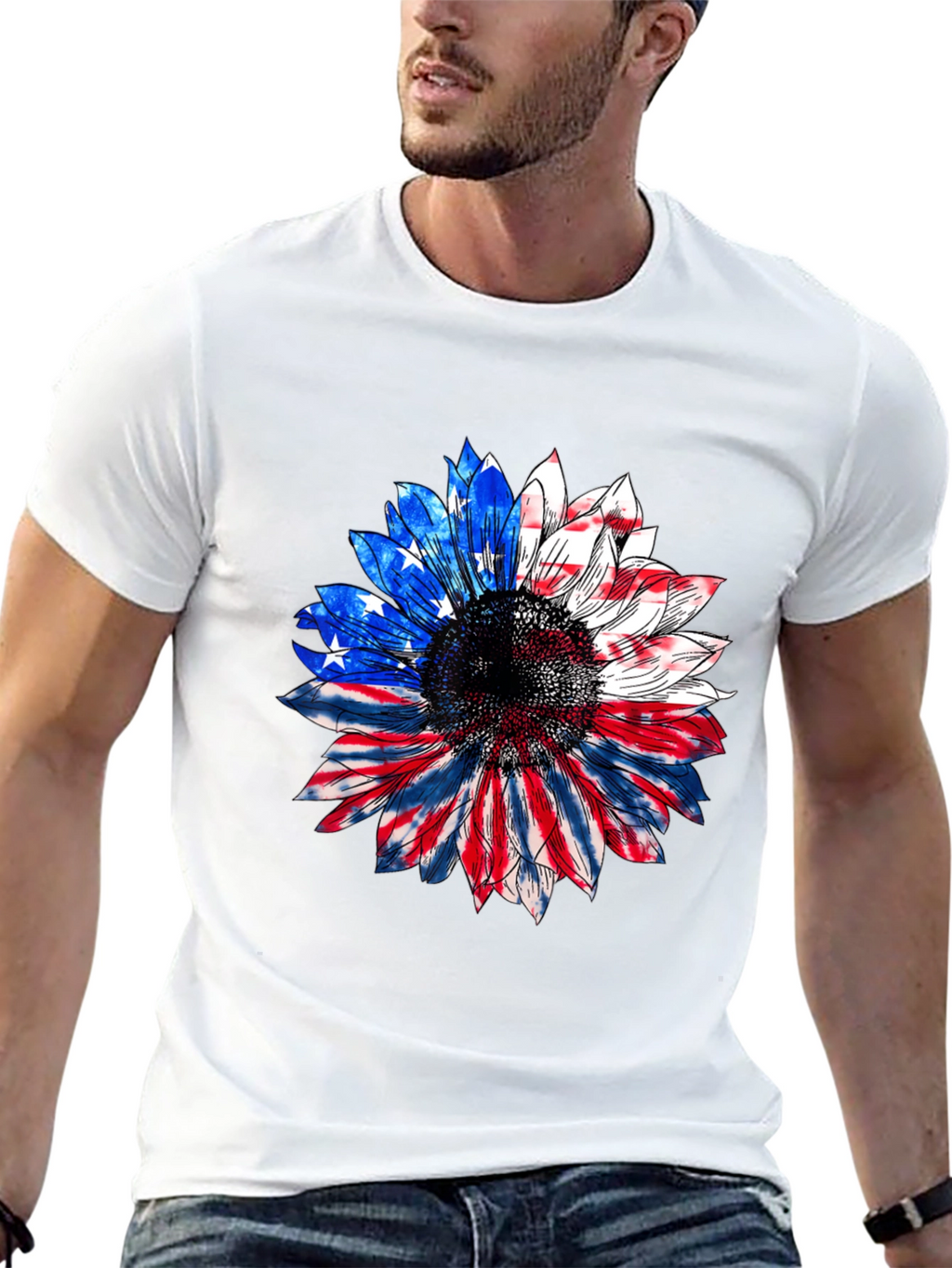 American Flag Sunflower T-Shirt