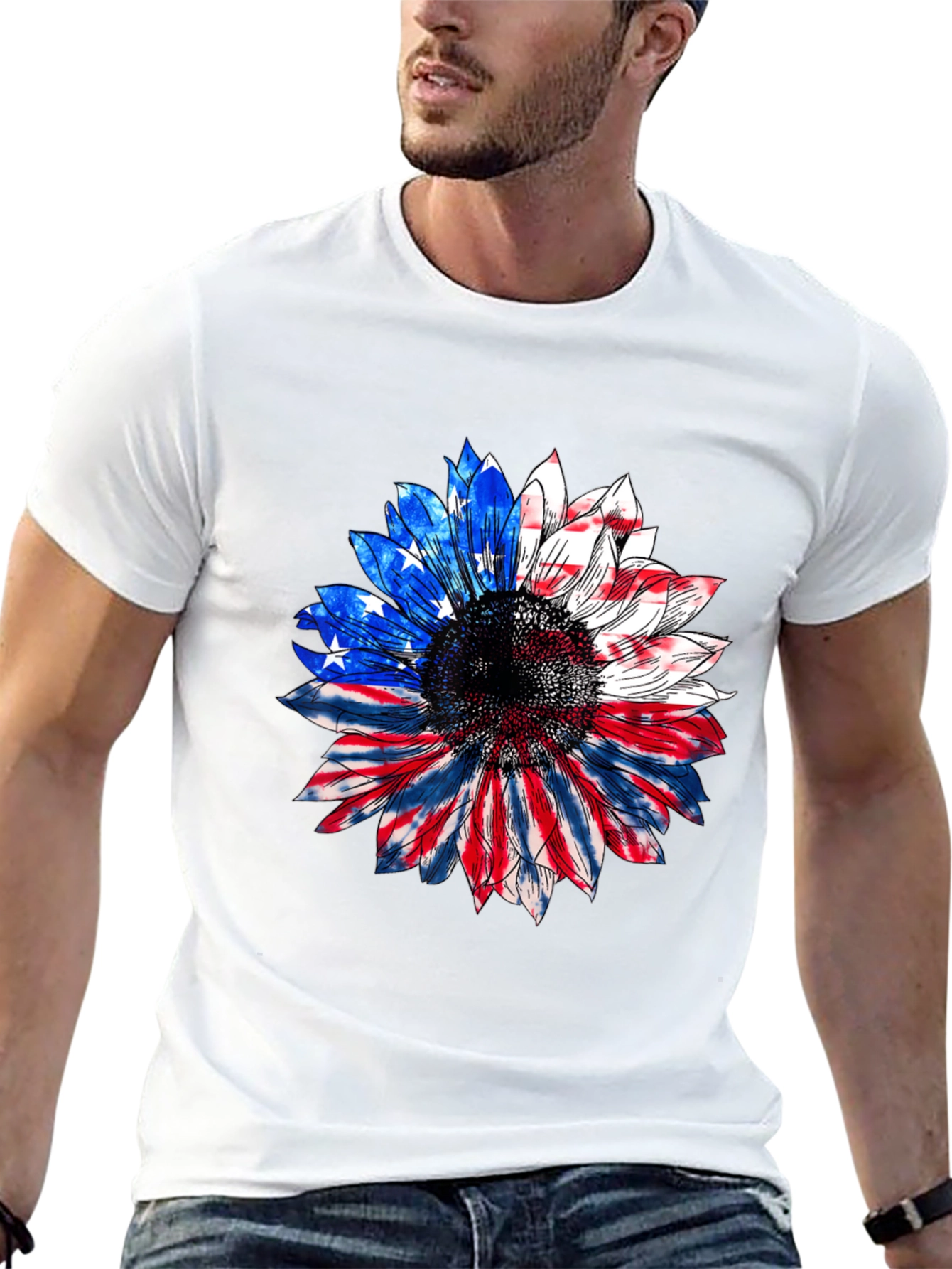 American Flag Sunflower T-Shirt