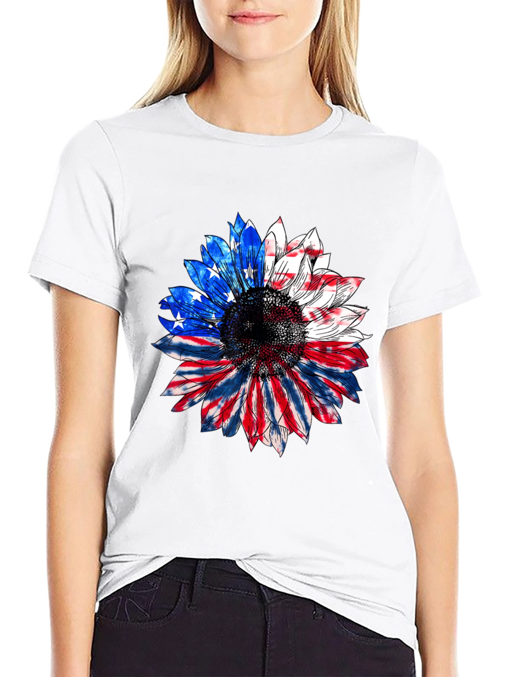 American Flag Sunflower T-Shirt