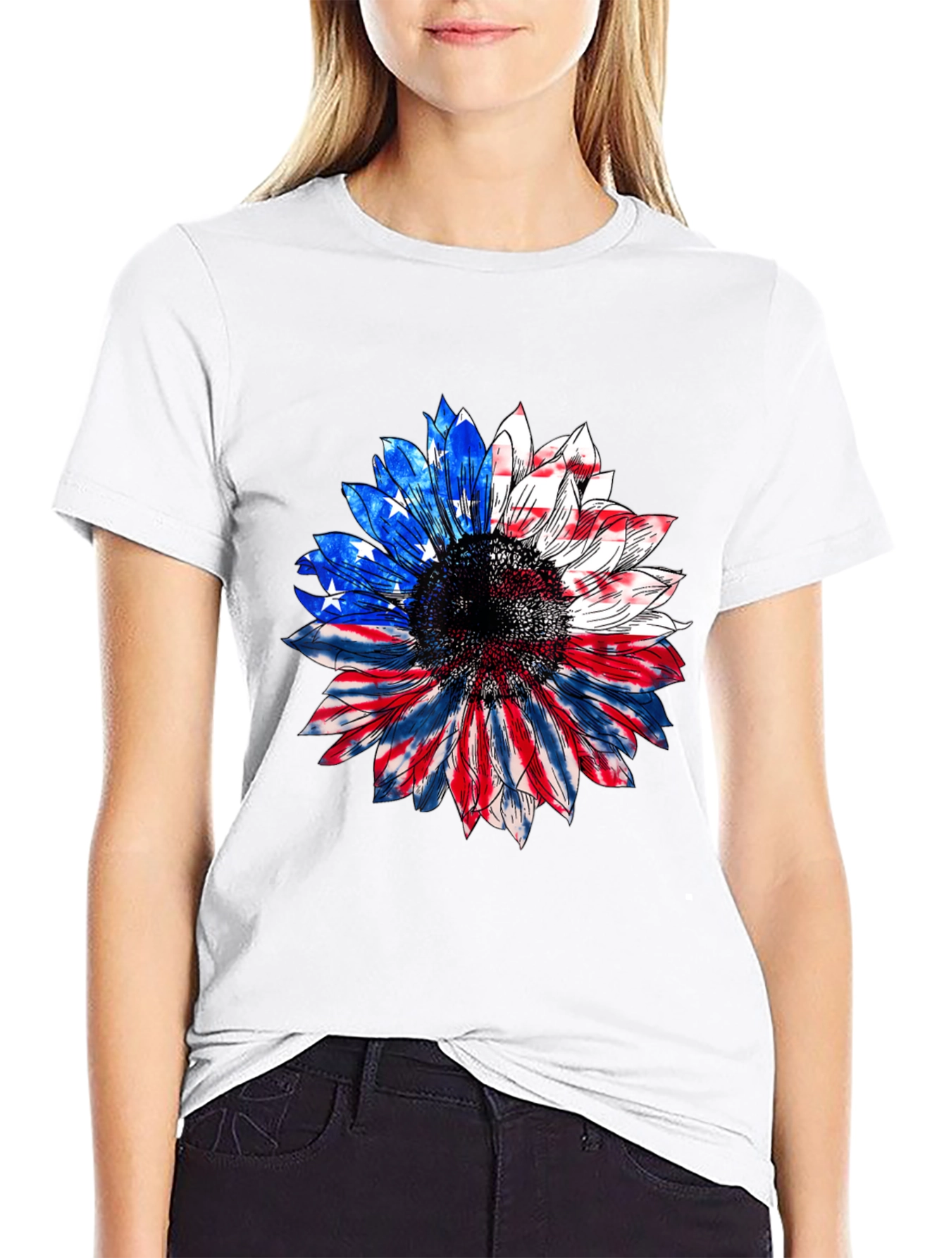 American Flag Sunflower T-Shirt