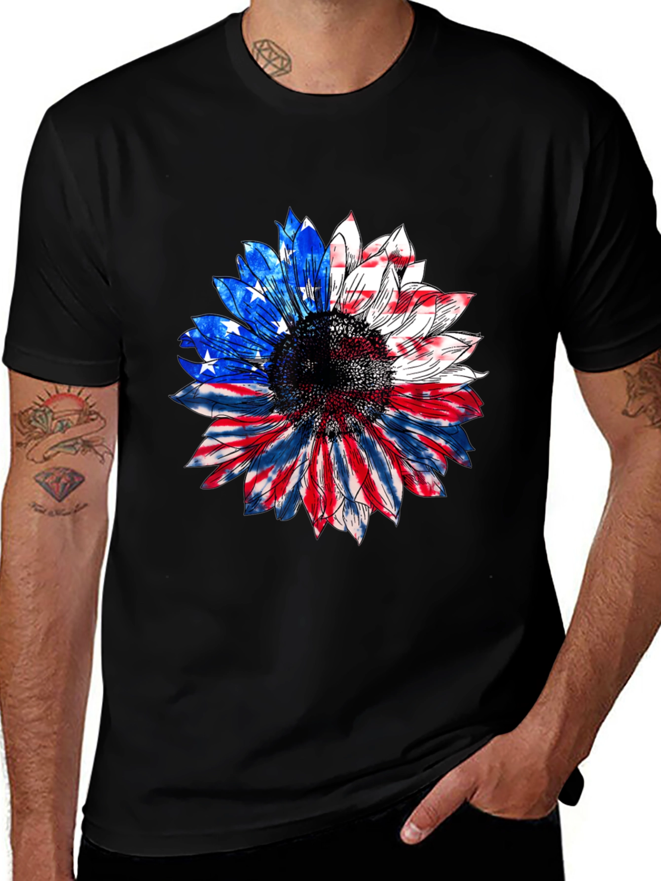 American Flag Sunflower T-Shirt