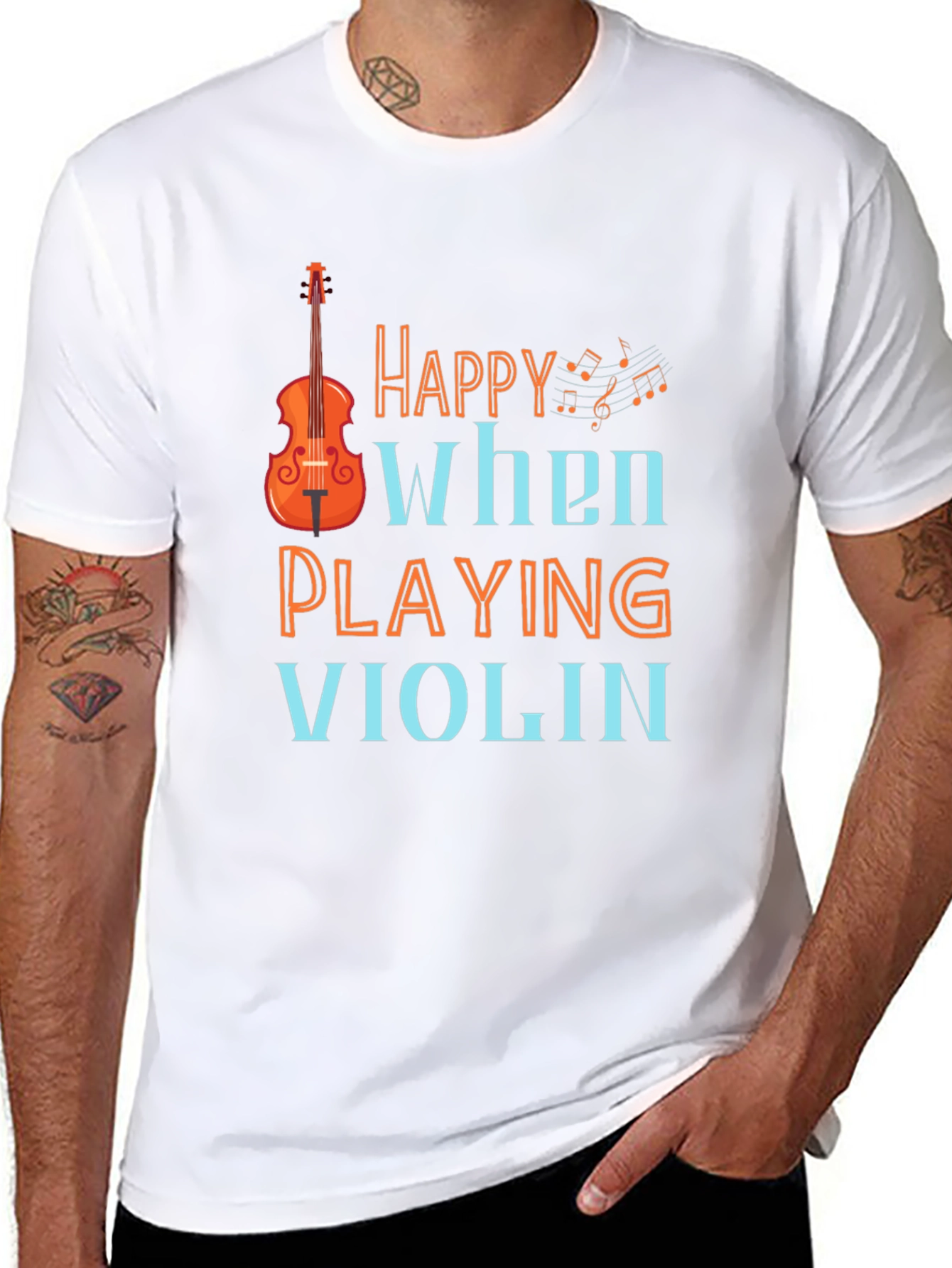 Happy When Playing Violin Graphic Tee Shirt