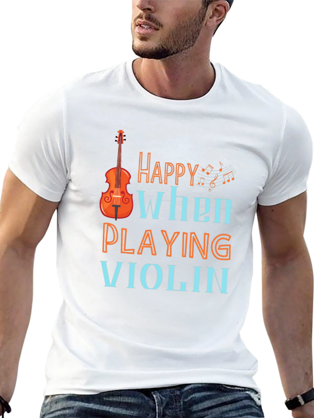Happy When Playing Violin Graphic Tee Shirt