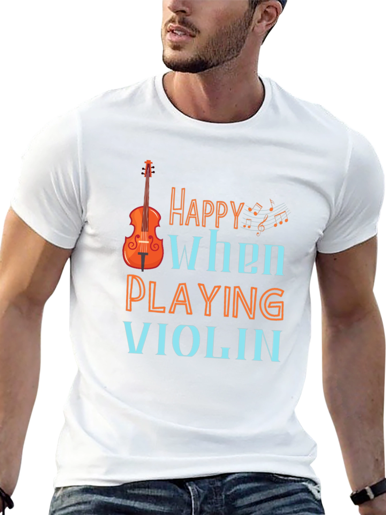Happy When Playing Violin Graphic Tee Shirt