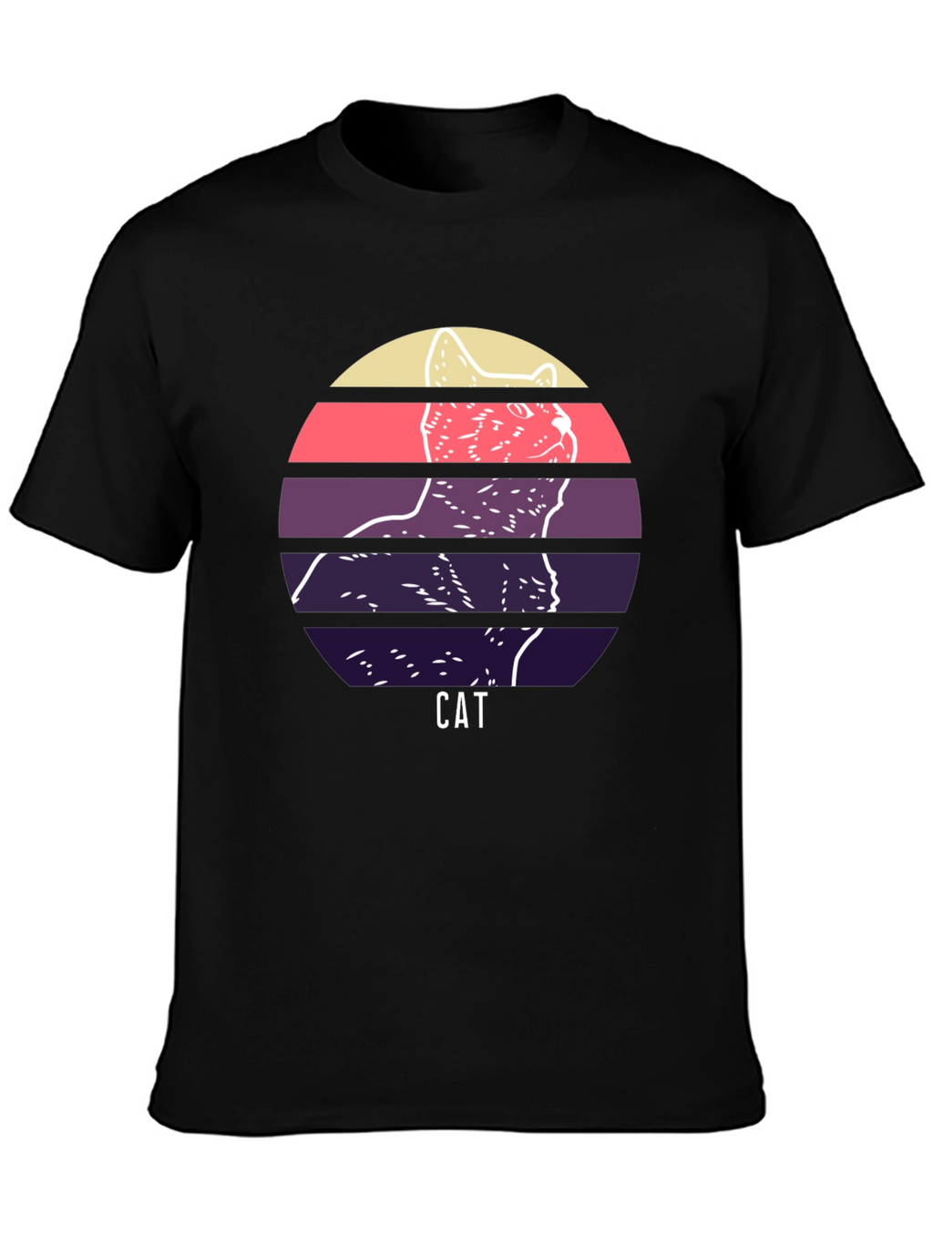 Retro Cat Graphic T-Shirt - Unique Sunset Design