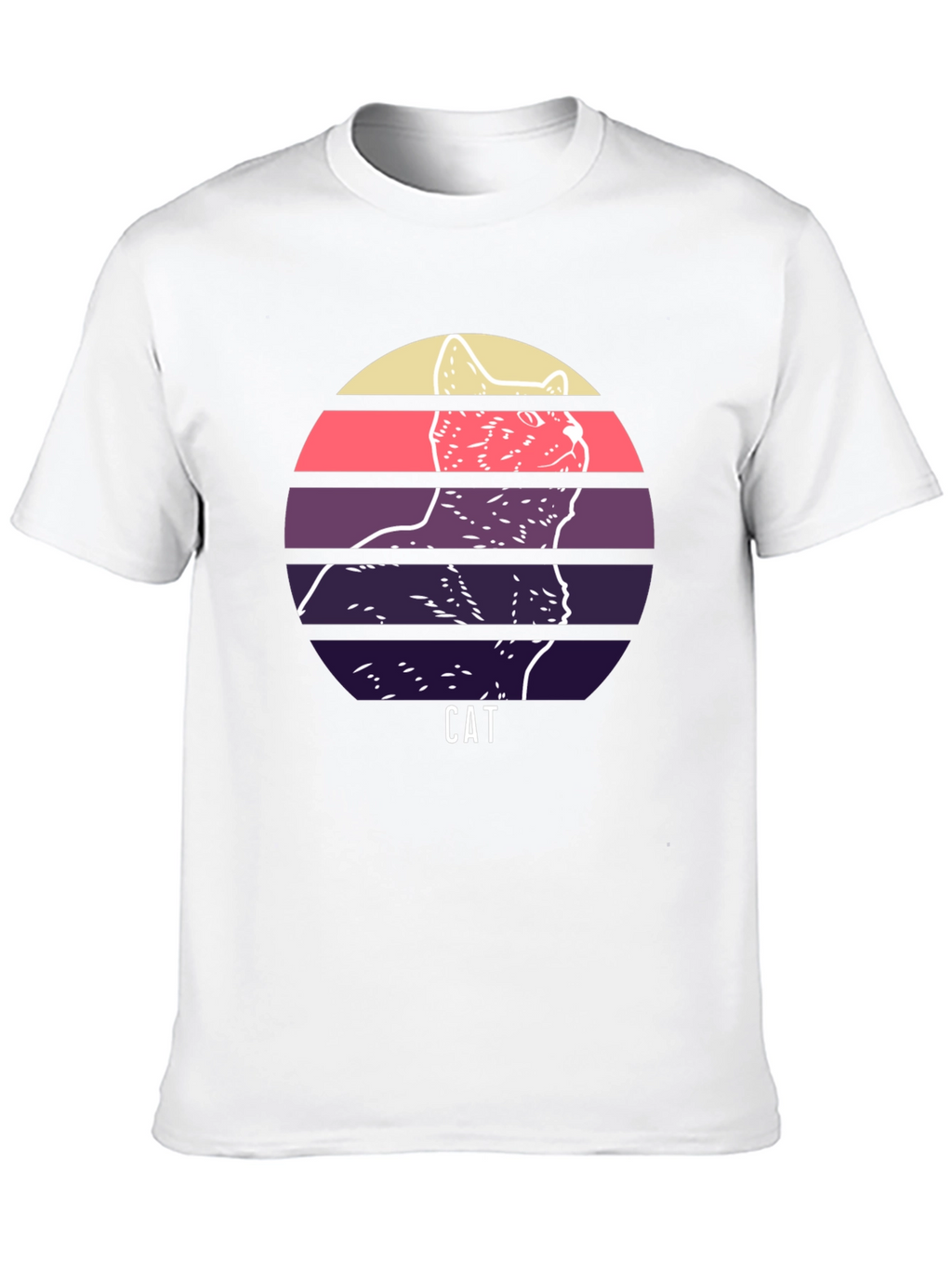 Retro Cat Graphic T-Shirt - Unique Sunset Design