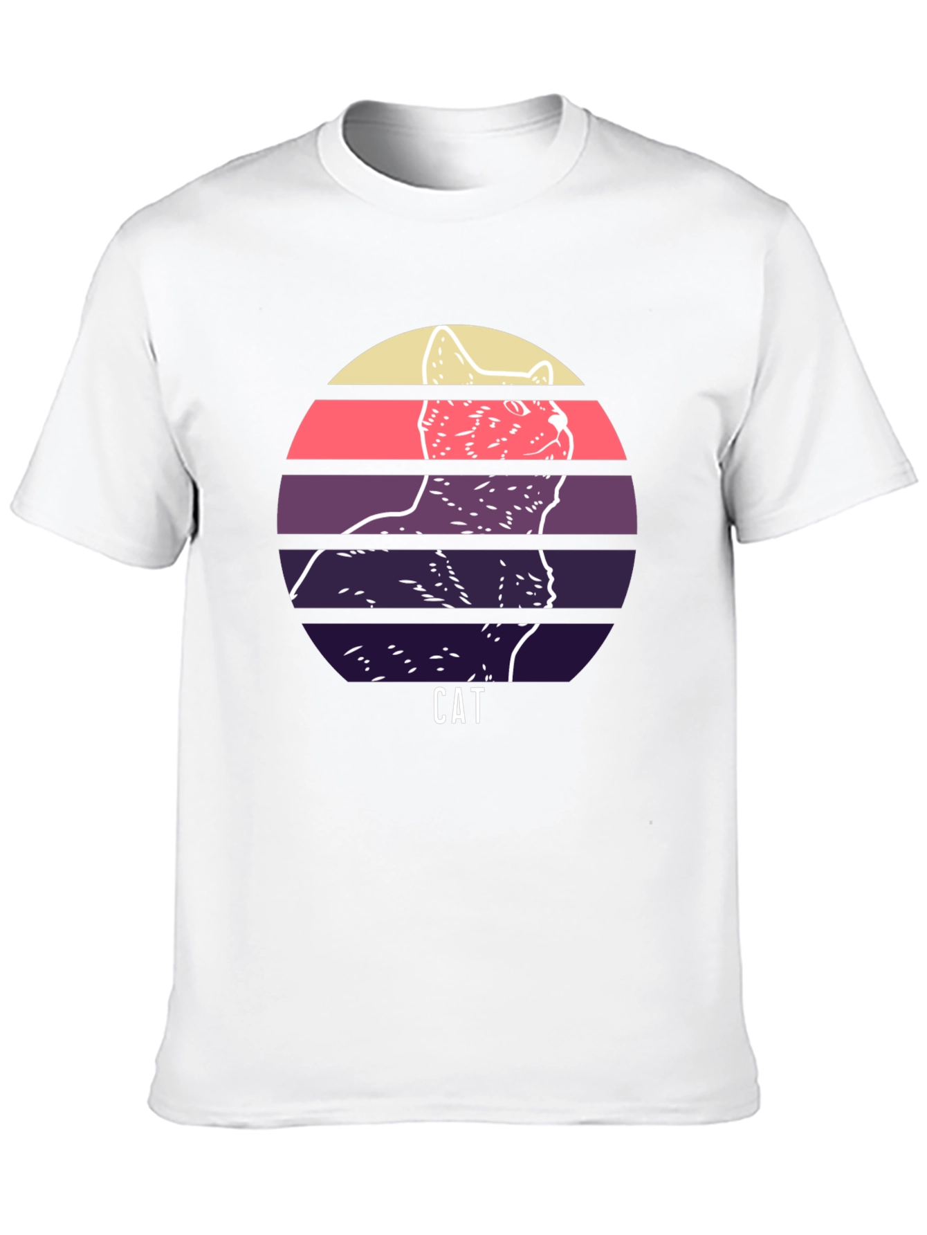 Retro Cat Graphic T-Shirt - Unique Sunset Design