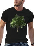 Nature Tree Graphic Print Black T-Shirt