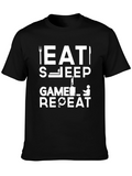 Eat Sleep Game Repeat Graphic T-Shirt - Black