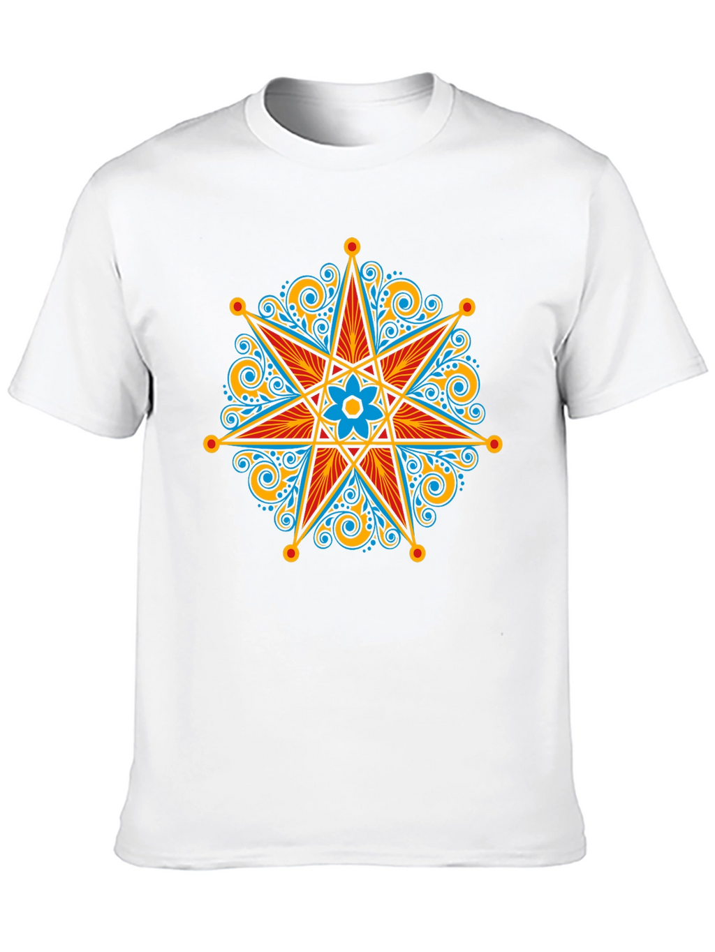 Ornate Star Design Black T-Shirt
