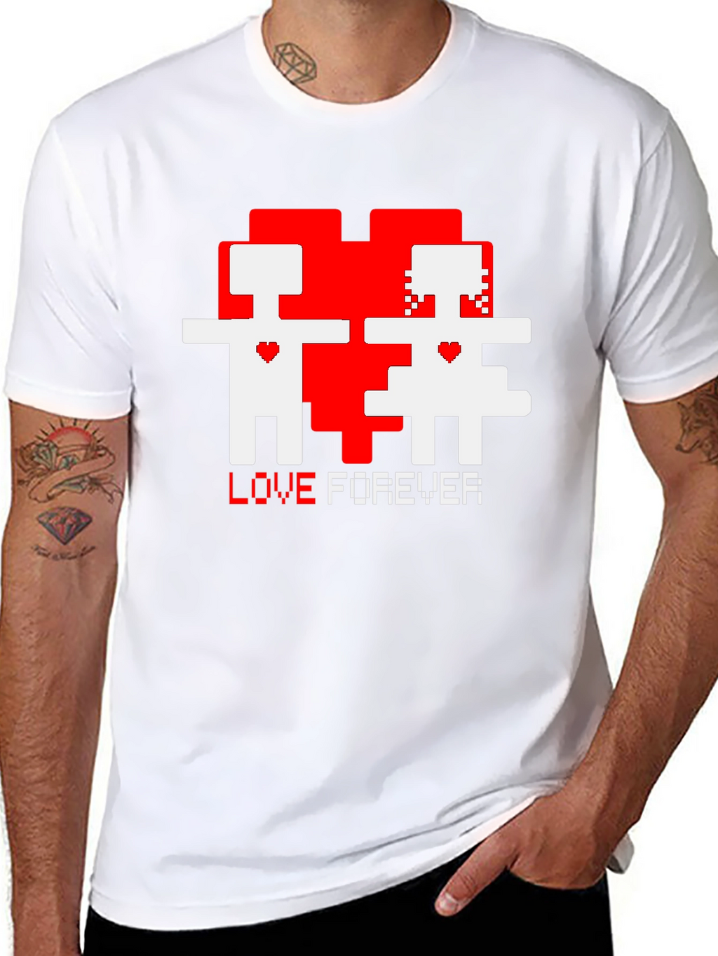 Pixel Love Forever Black T-Shirt