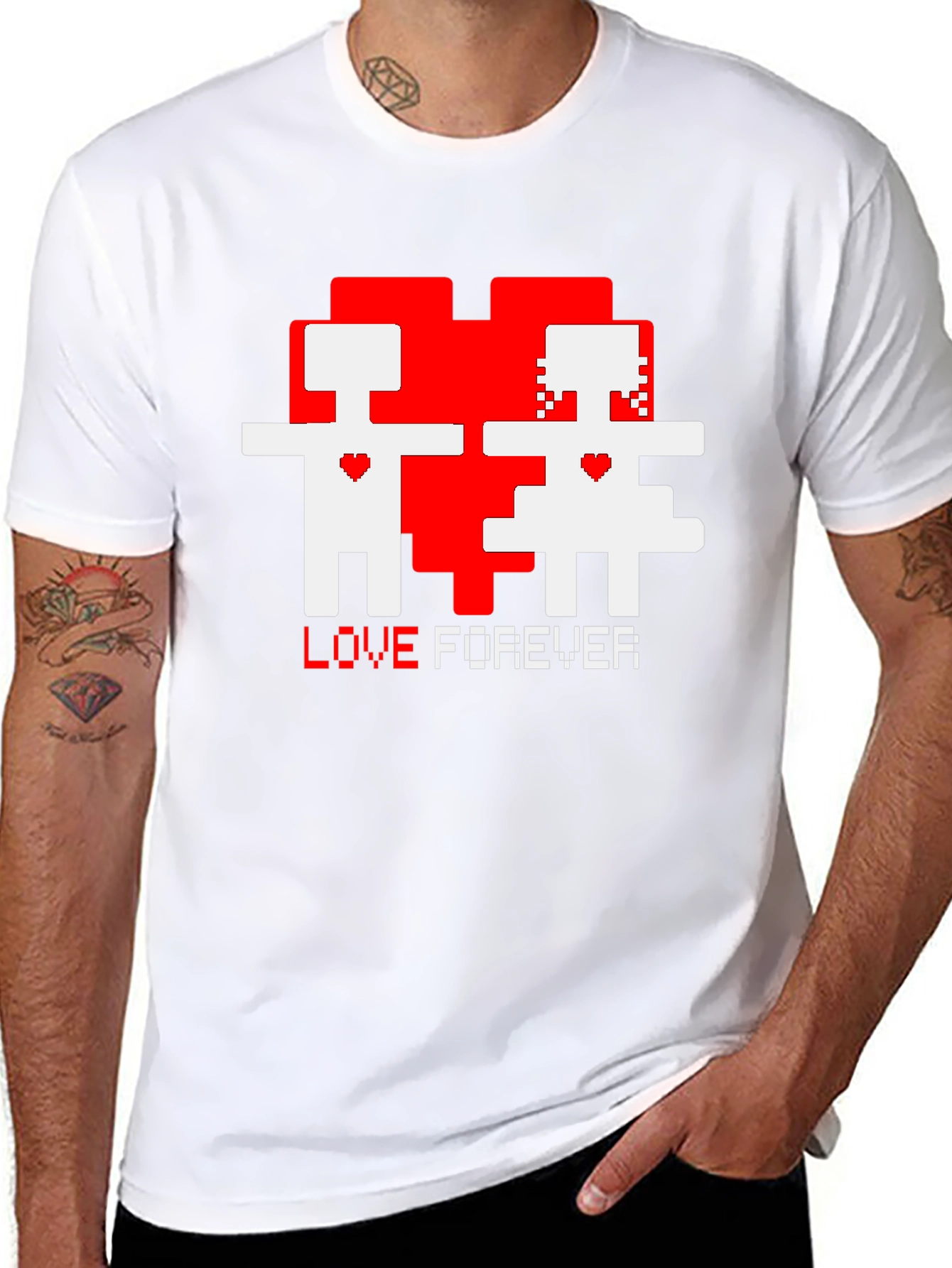 Pixel Love Forever Black T-Shirt