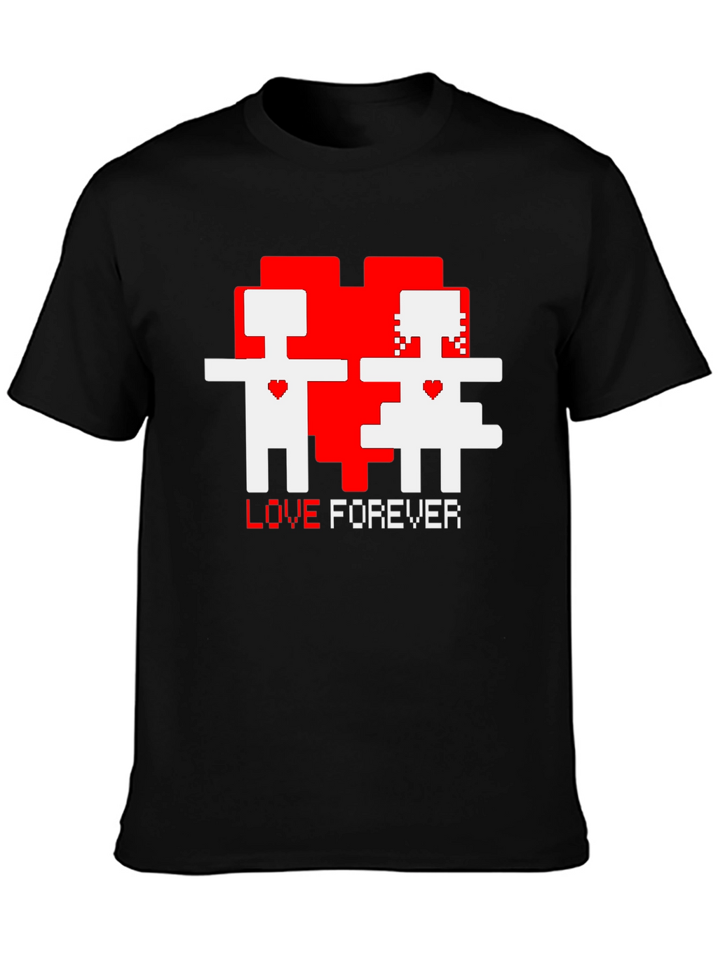 Pixel Love Forever Black T-Shirt