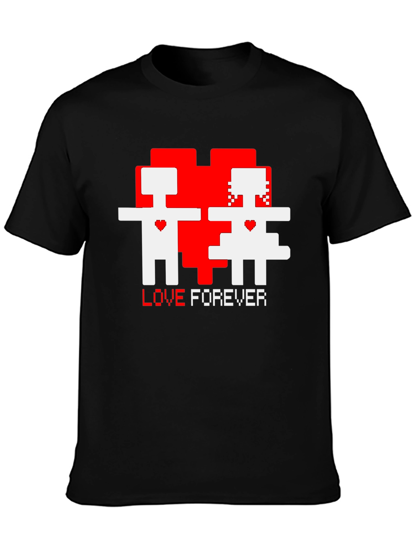 Pixel Love Forever Black T-Shirt