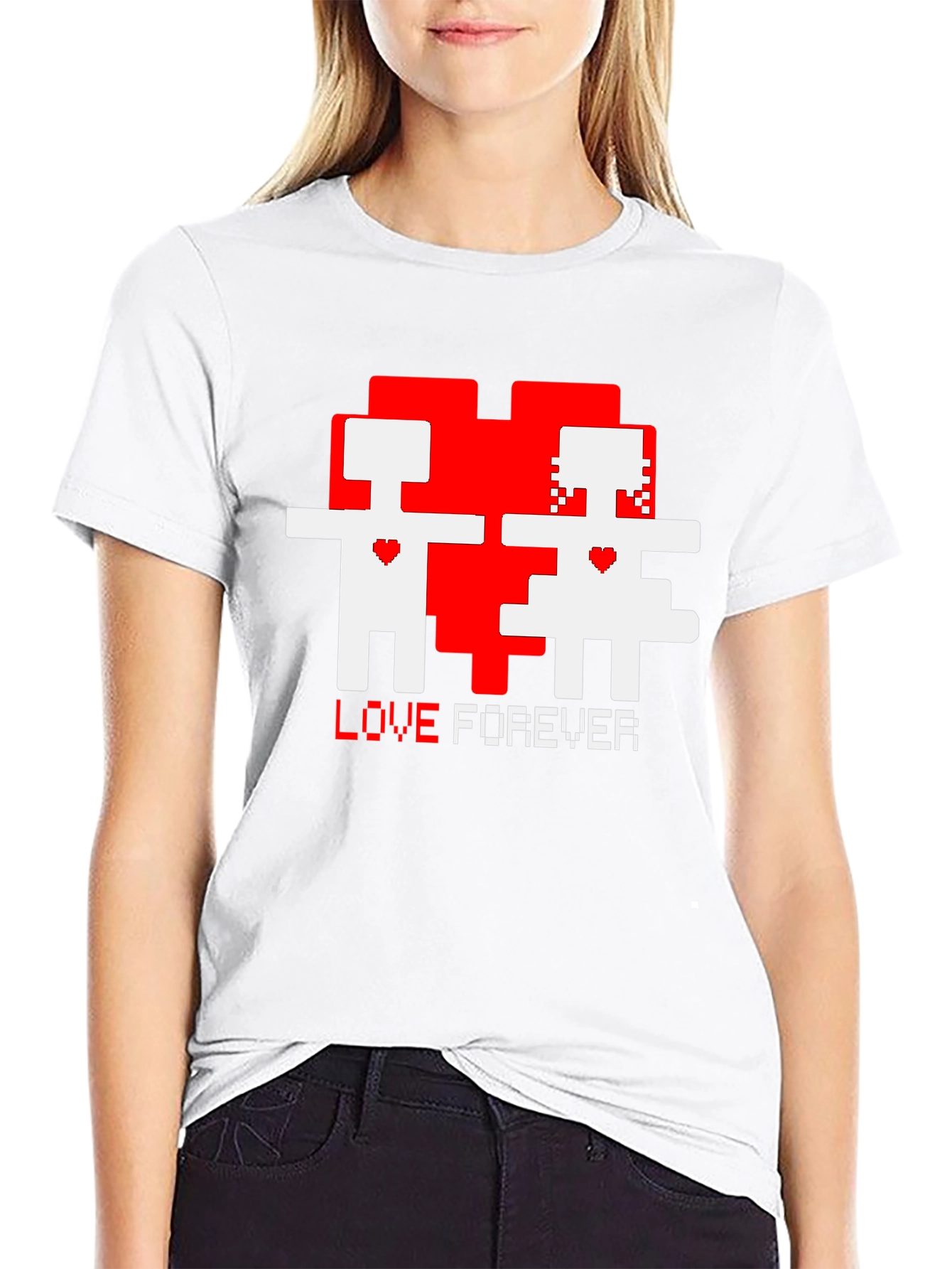 Pixel Love Forever Black T-Shirt