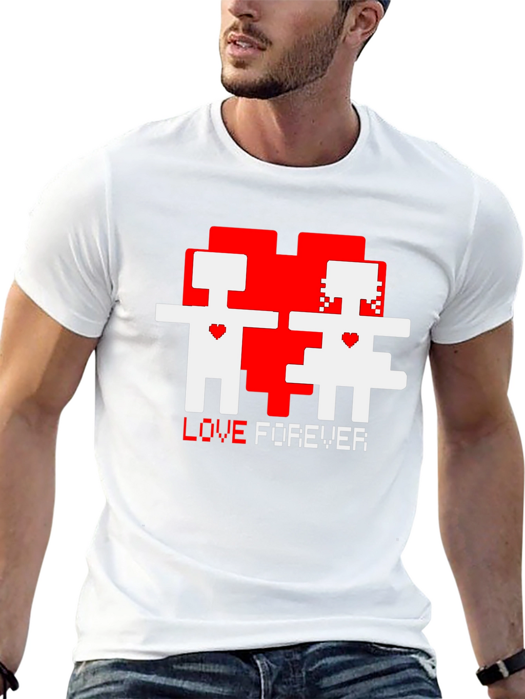 Pixel Love Forever Black T-Shirt